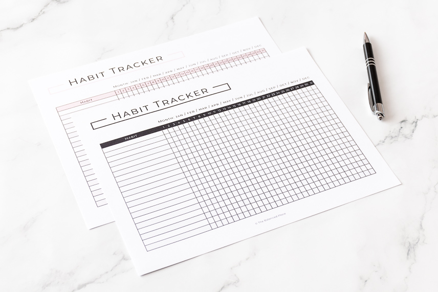 Printable habit tracker