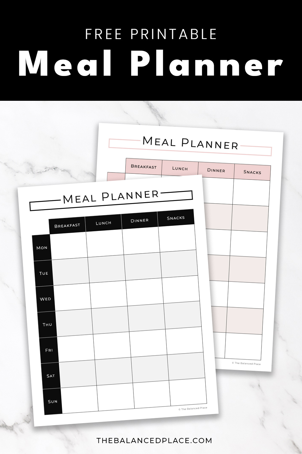 Printable weekly meal planner