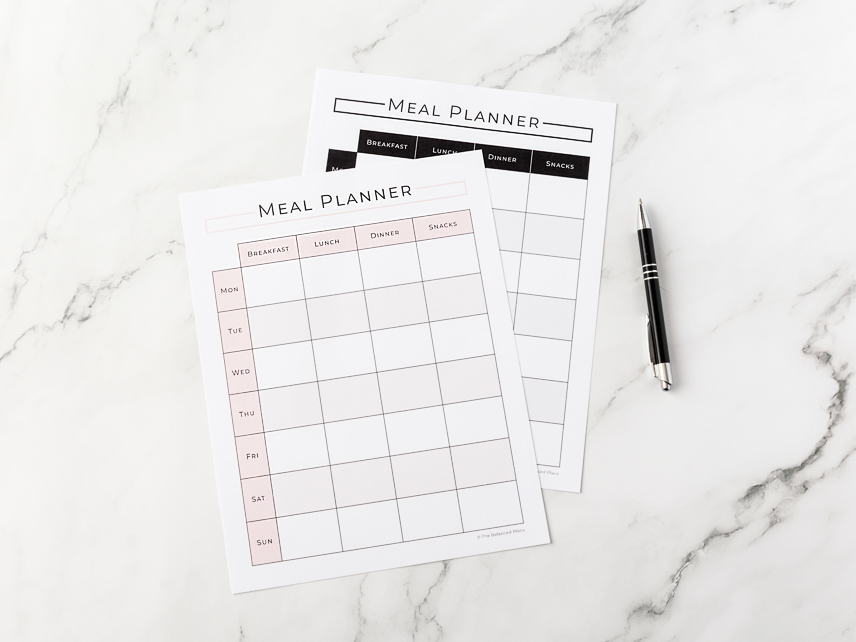 Printable weekly meal planner