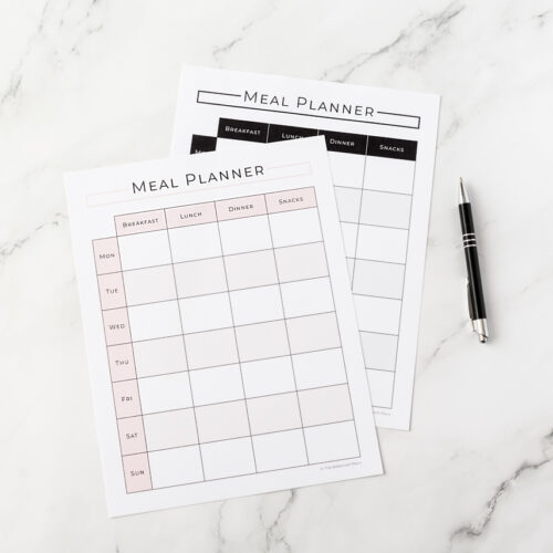 Printable weekly meal planner