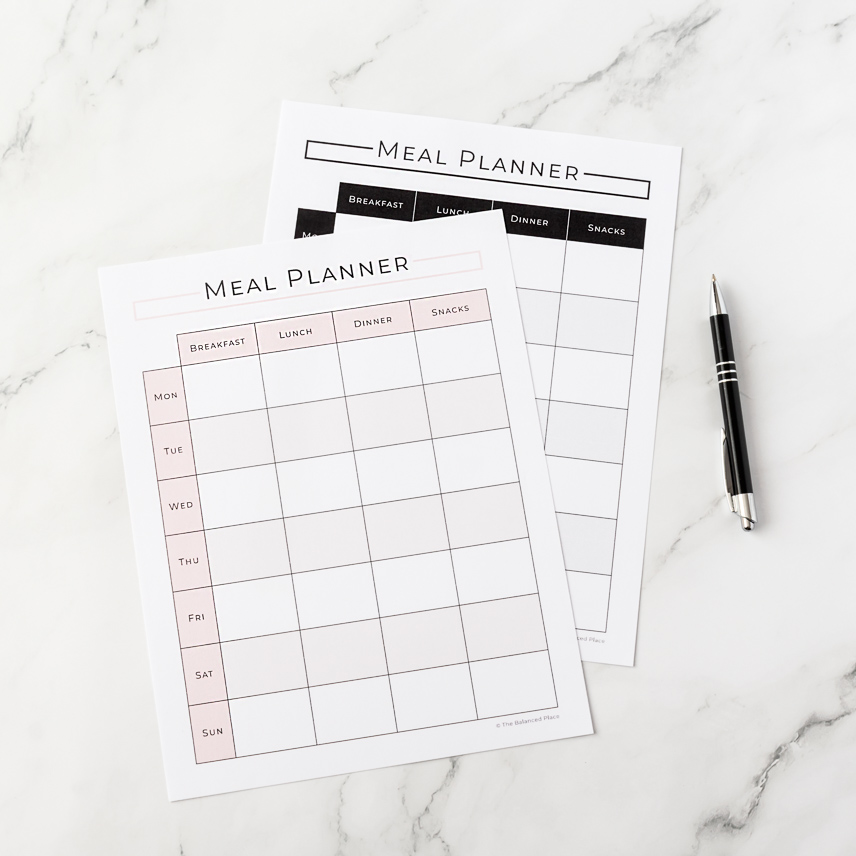 Printable weekly meal planner