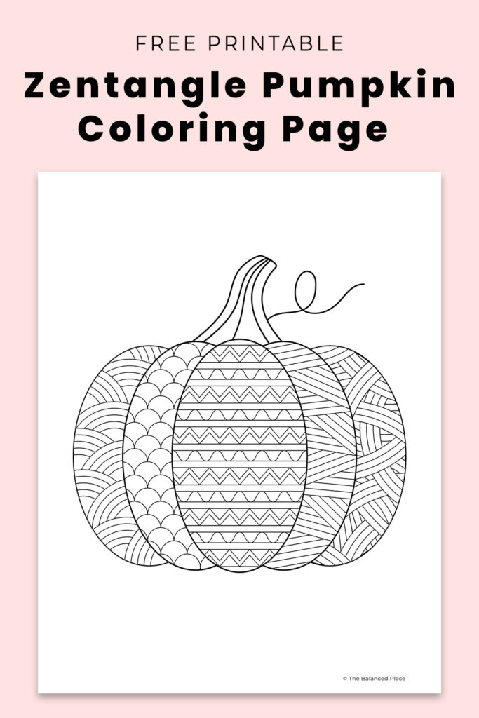 Printable zentangle pumpkin coloring page - The Balanced Place