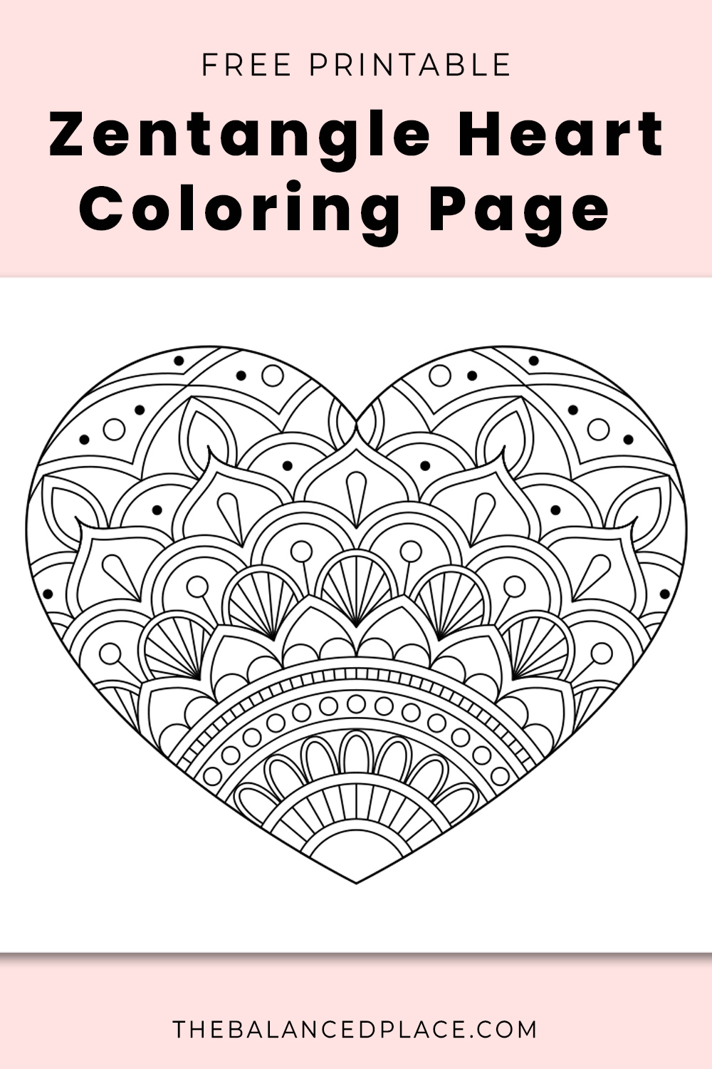 Zentangle heart coloring page