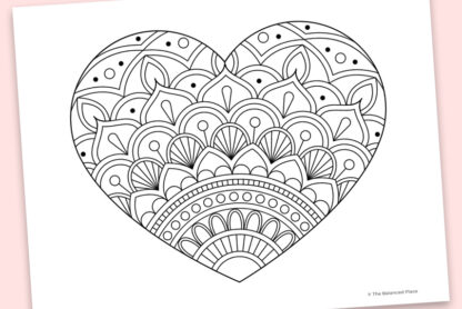 Zentangle heart coloring page