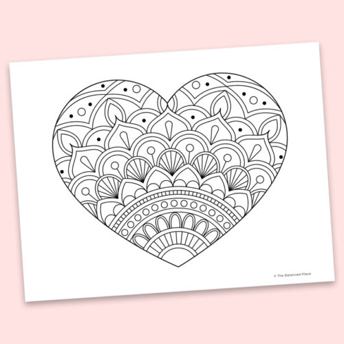 Zentangle heart coloring page